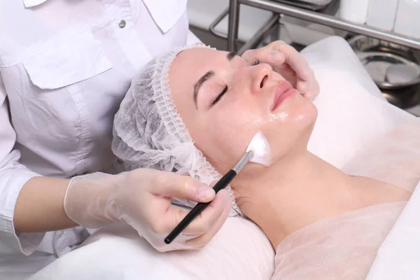 Woman Reception Beautician Cosmetic Procedures Face Neck Concept Skin Care Stock Image