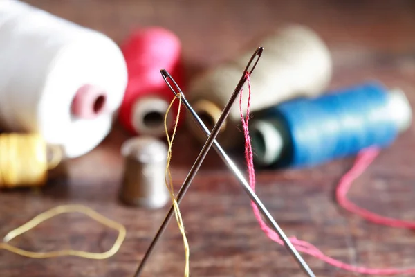 Sewing Set On Wood — Stock Photo, Image