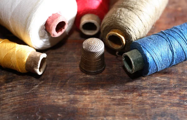 Sewing Set On Wood — Stock Photo, Image