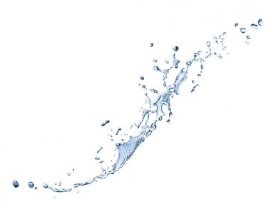 Beyaz arka planda güzel soyut mavi su sıçraması.