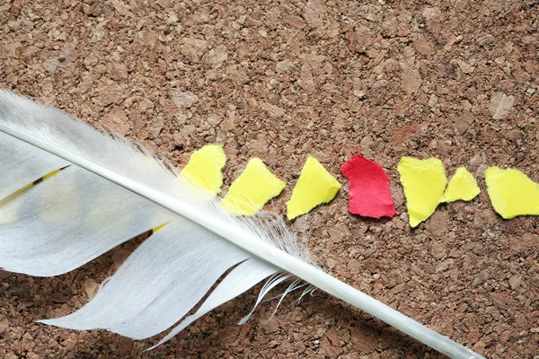 Feather And Paper Scraps — Stock Photo, Image