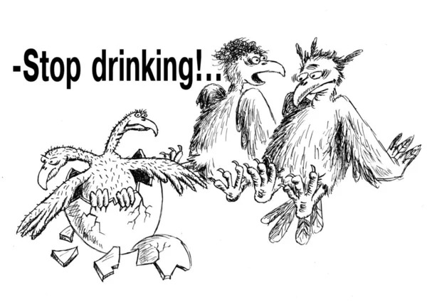 Pare de beber desenhos animados — Fotografia de Stock