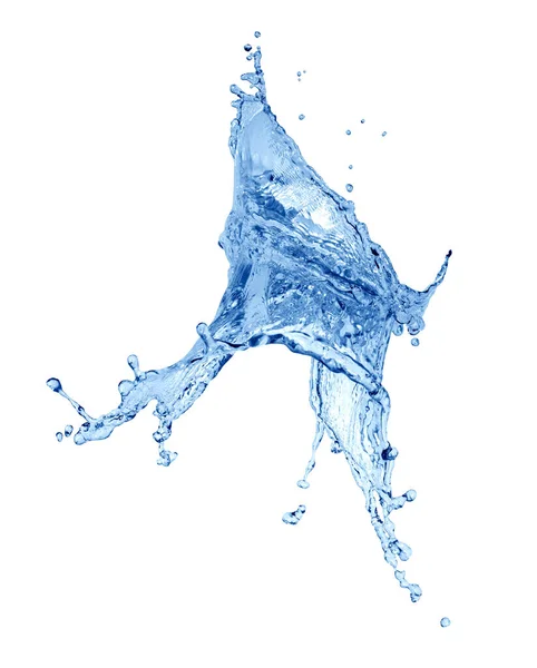 Bela Água Azul Abstrata Respingo Fundo Branco — Fotografia de Stock