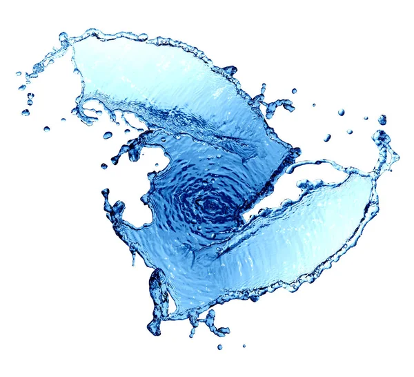 Mooie Abstracte Blauwe Water Plons Witte Achtergrond — Stockfoto