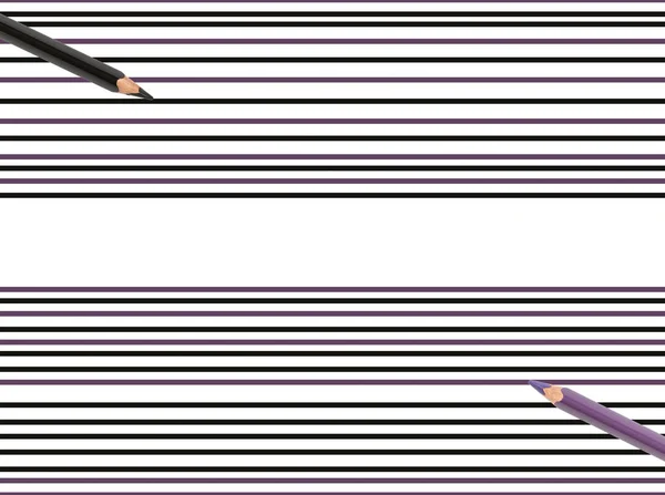 黒と紫の線と鉛筆の抽象的な構成 — ストック写真