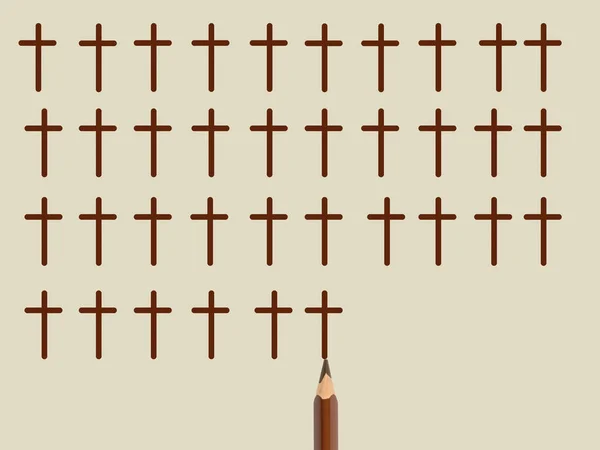 Kahverengi Kalem Gri Arkaplanda Ölüm Sembolü Olarak Haç Kümesi Çizer — Stok fotoğraf