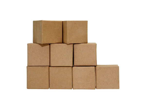 Stack Cubi Cartone Sfondo Bianco Isolato Con Percorso Ritaglio — Foto Stock