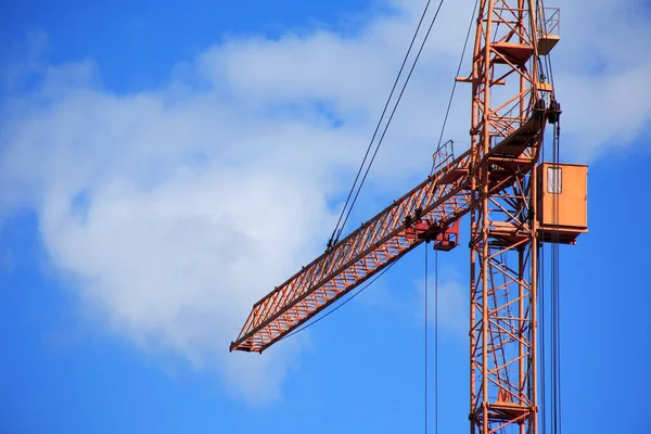 Industrial Theme Yellow Construction Crane Blue Sky — Stock Photo, Image