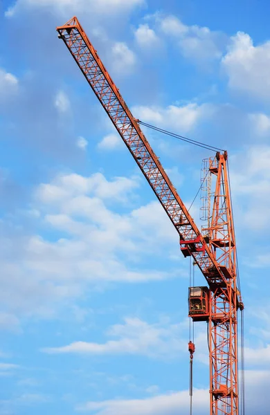 Industrial Theme Yellow Construction Crane Blue Sky — Stock Photo, Image