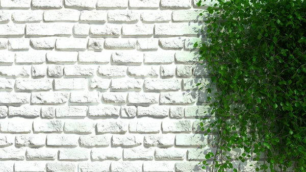 Pared Ladrillo Con Valla Verde Representación — Foto de Stock