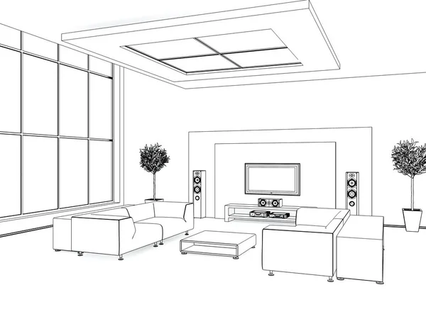 Sketch Interior Rendering ストック写真