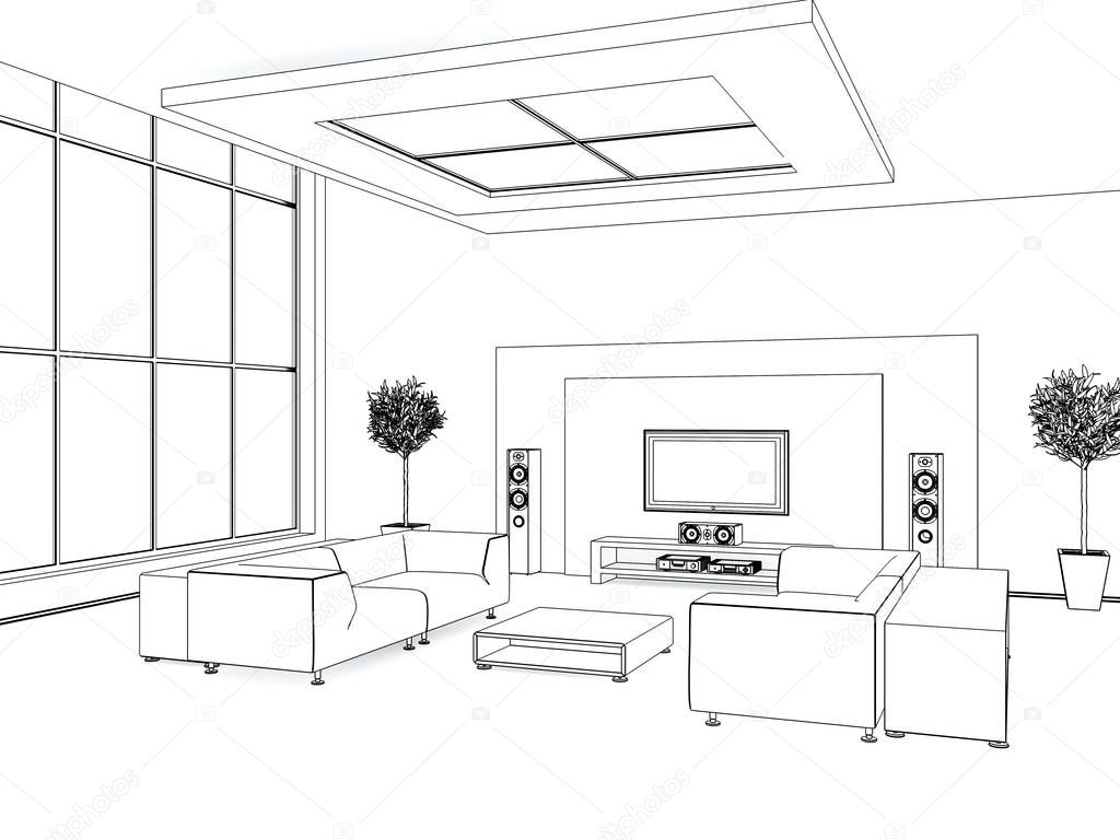 A sketch of the interior (3d rendering)