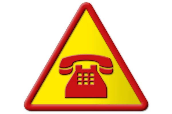 Trójkąt Telefon Drogowy Znak Izolowane Białym Tle — Zdjęcie stockowe