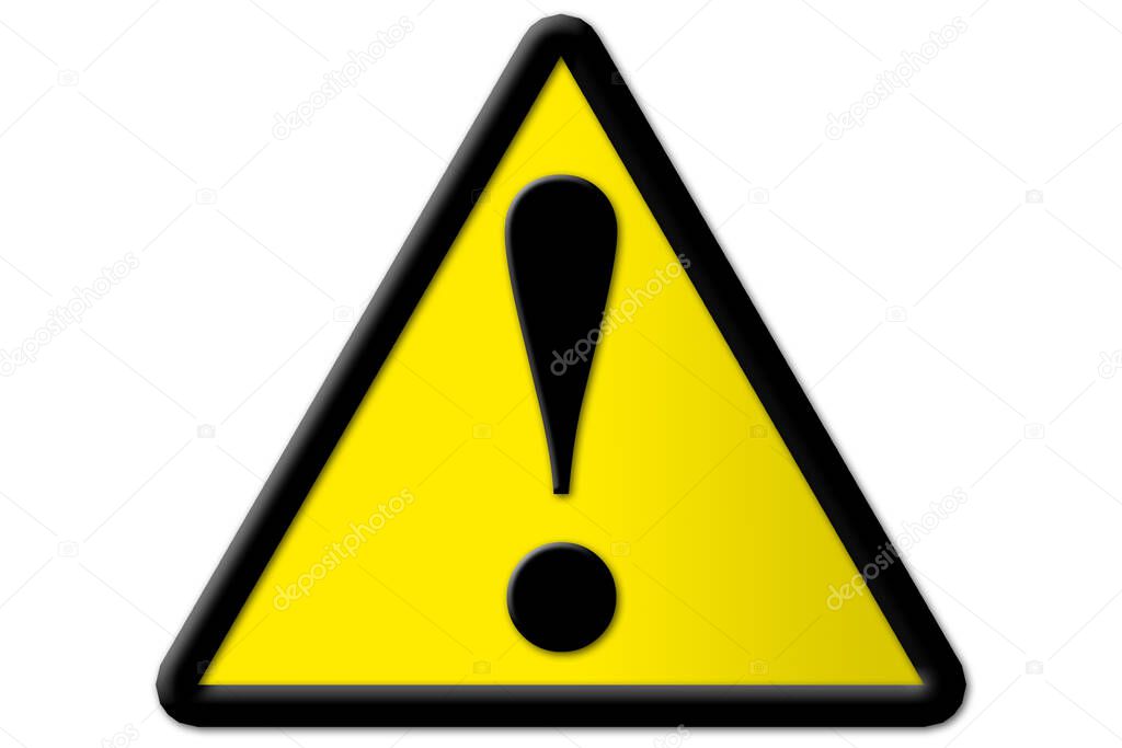 Triangle attention road sign isolated over white background