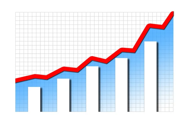 Raising Business Graph White Background — Stock Photo, Image