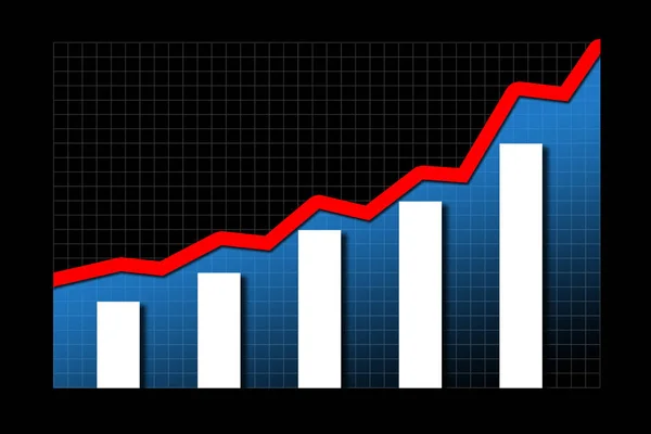 Raising Business Graph Black Background — Stock Photo, Image