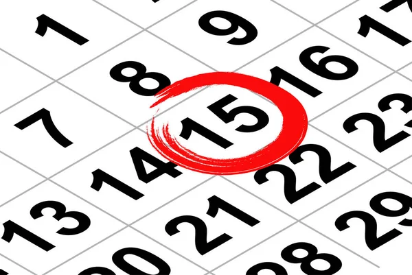 Isometryczny Fragment Kalendarza Środkowy Dzień Miesiąca Czerwonym Znakiem Białym Tle — Wektor stockowy