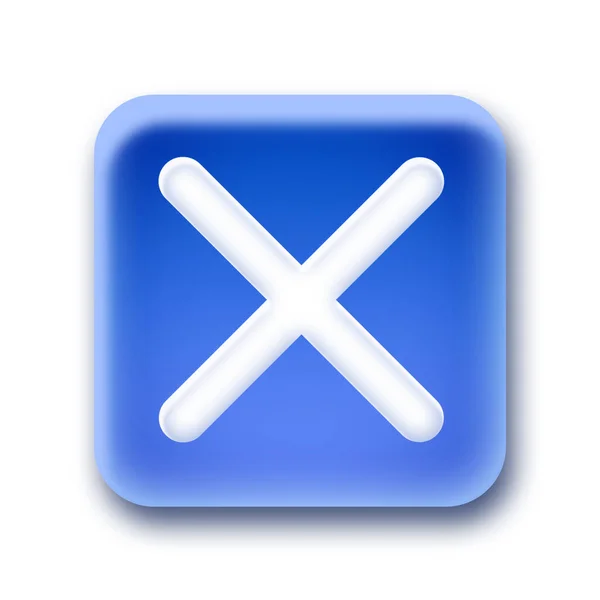 白い背景に隔離された青い丸みを帯びた角の正方形のボタン — ストック写真