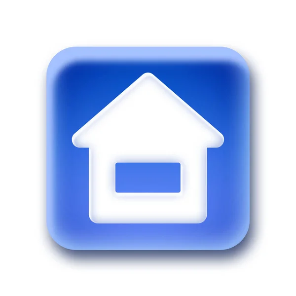 白い背景に隔離された青い丸みを帯びた角の正方形のボタン — ストック写真