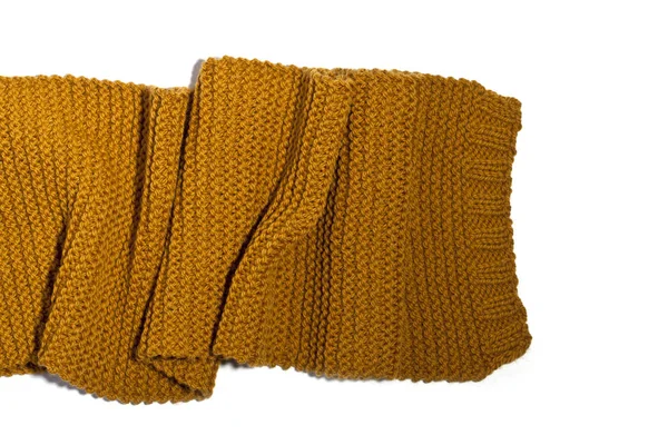 Knitted yellow scarf isolated on white background — Stock Photo, Image