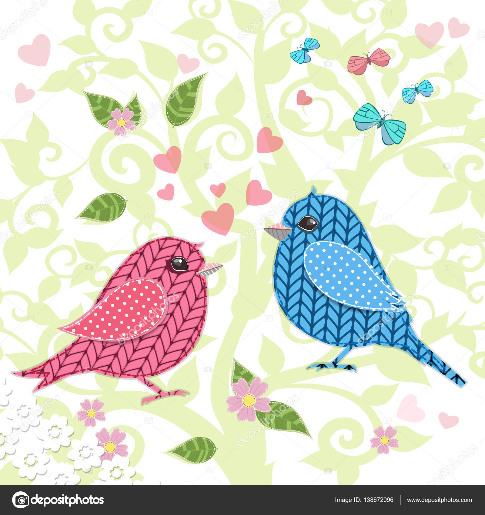 Maglia uccelli sull albero per il vostro disegno illustrazione di vettore — Foto di Oksana