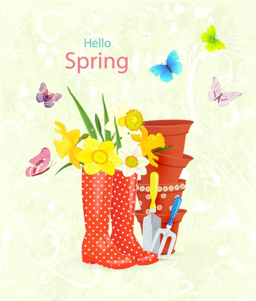Vintage banner with flowers Stock Illustration