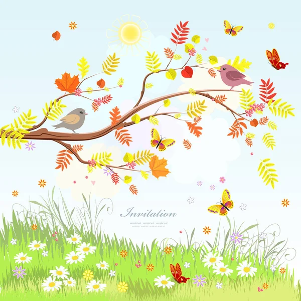 Lovely greeting card with birds — Stock Vector © Oksana 140682864