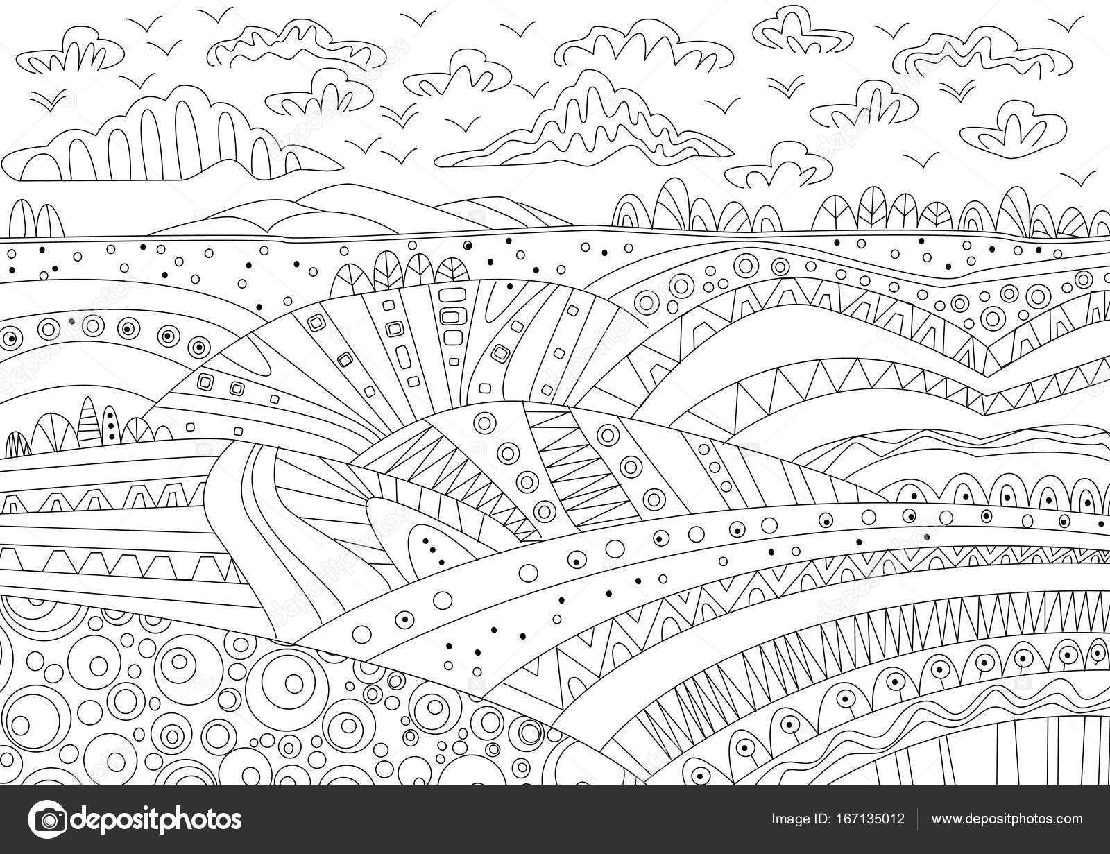 Paesaggio per libro da colorare — Vettoriale Stock
