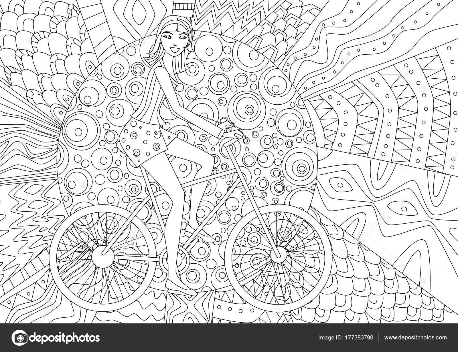 Jeune Fille Vélo Pour Coloriages — Image vectorielle Oksana © Jeune fille en vélo pour Coloriages — Vecteur par Oksana