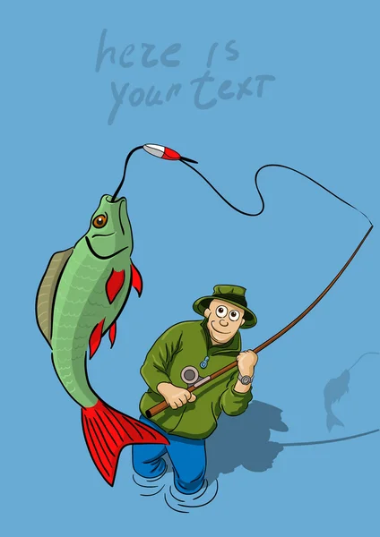 Fiskare fångat fisken — Stock vektor