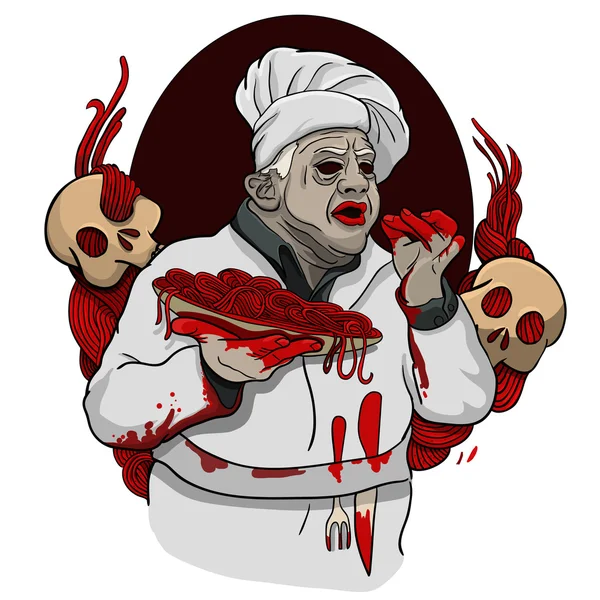 Espaguetis de sangre de zombi — Vector de stock