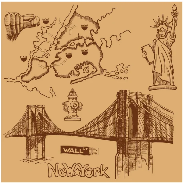 New York-i doodle szabadkézi — Stock Vector