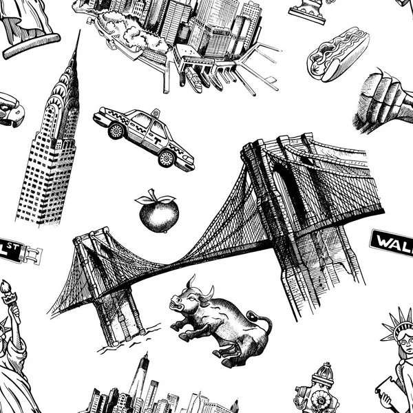 New York doodle main levée — Image vectorielle