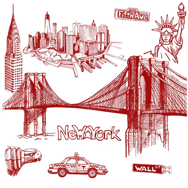 Νέα Υόρκη doodle ελεύθερο — Διανυσματικό Αρχείο