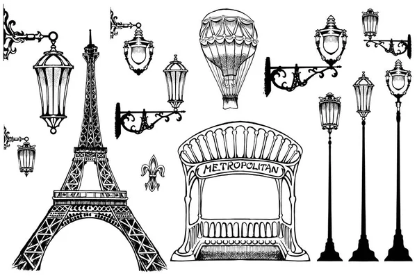 Parisian Details Lights Parisian Views — Stock Vector