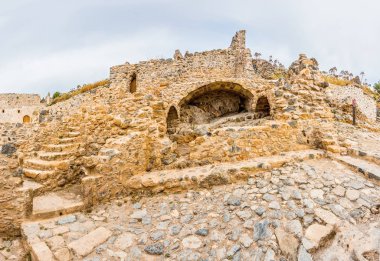 Monemvasia bir Laconia, Yunanistan bir yerleşim yeri. Medveščak. Harap Bizans Konutları.
