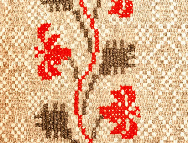 Грубая Ткань Национальной Вышивкой — стоковое фото
