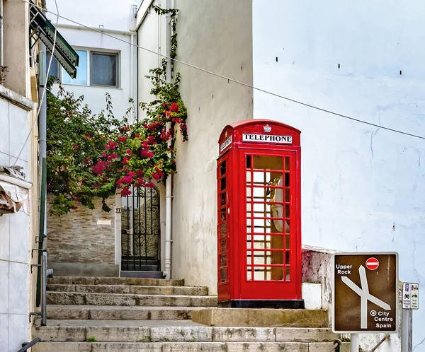 Gibraltar United Kingdom June 2018 Street Gibraltar Red Call Box — ストック写真