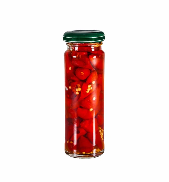 Canned Chili Glass Jar Isolated White — Stockfoto