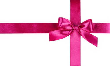 Pink bow, ribbon. Isolated on white background.