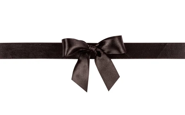 Black Bow Ribbon Isolated White Background — Stok fotoğraf