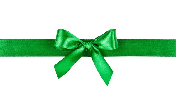 Green Bow Ribbon Isolated White Background — Stok fotoğraf