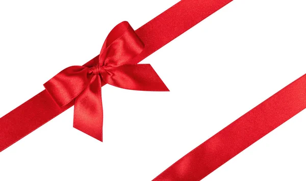 Red Bow Ribbon Isolated White Background — 图库照片