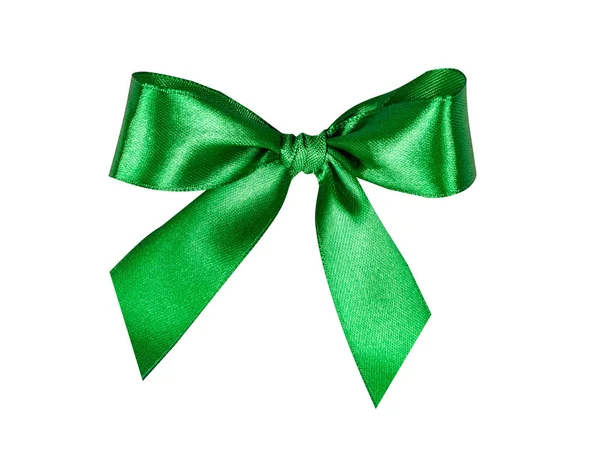 Green Bow Ribbon Isolated White Background — Stock Photo, Image