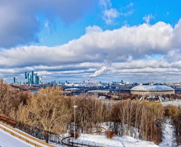 Moskva Vinterpanorama Utsikt Fra Sparrow Hills – stockfoto