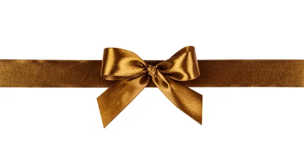 Gold Bow Ribbon Isolated White Background — Stock Photo, Image