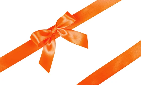 Orange Bow Ribbon Isolated White Background — Stok fotoğraf