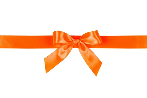 Orange Bow Ribbon Isolated White Background — Stok fotoğraf