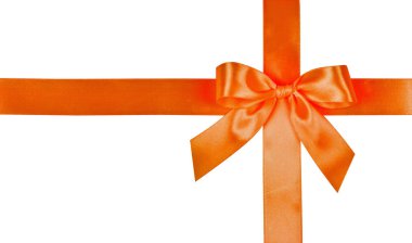 Orange bow, ribbon. Isolated on white background.