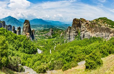 The Monastery of Great Meteoron. Monasteries on the top of rock in summer day in Meteora, Greece. 